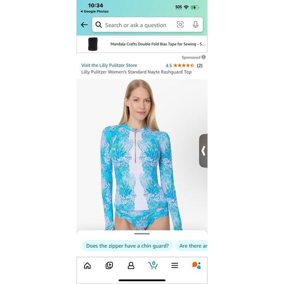 Lilly Pulitzer Women's Standard Nayte Rashguard Top Multicolor Size 4 NWT - Picture 3 of 13